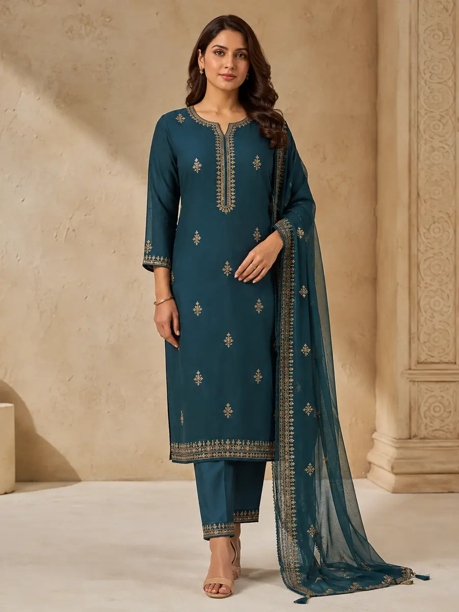 Premium teal women's kurti set